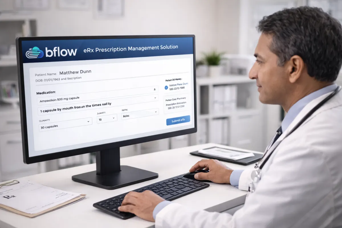 Doctor using BFLOW® eRx Prescription Management Solution